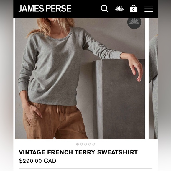 James Perse Vintage French Terry Sweatshirt Medium - Picture 2 of 11